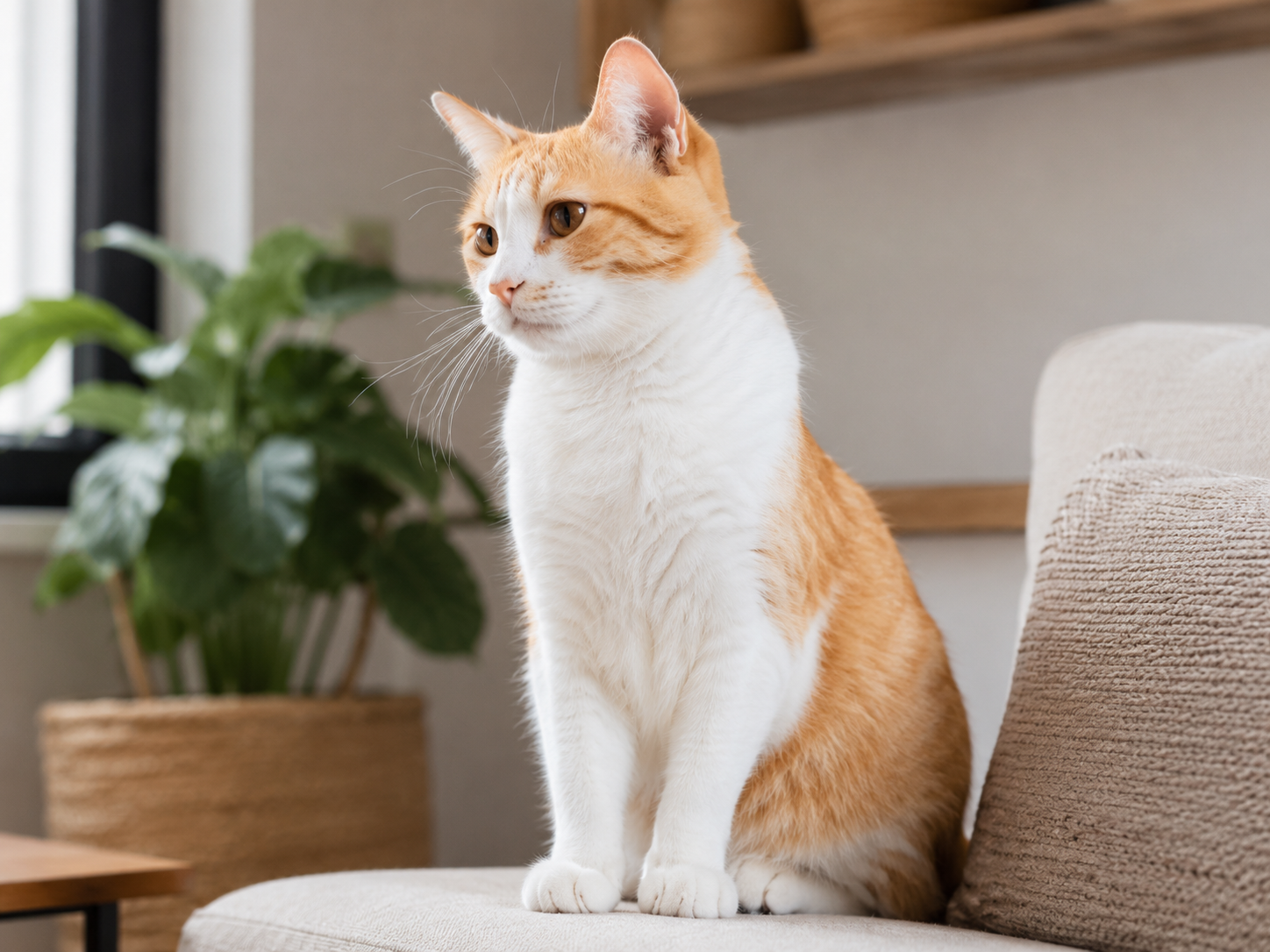 Gato em ambiente doméstico seguro, organizado e iluminado