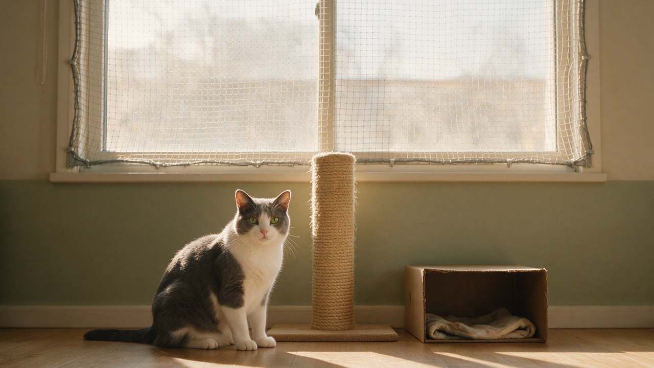 Capa do vídeo do ComGatos sobre organização de uma casa segura e adequada para gatos